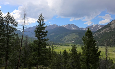 A gorgeous vista of West Horseshoe Park in Rocky Mountain National Park, Colorado, USA.