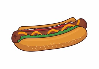 Hotdog vector illustration on isolated background 