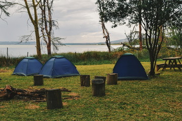 Camping alomg the shores of Lake Elementaita, Rift Valley, Kenya