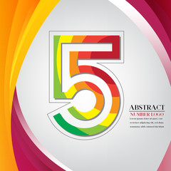 abstract number five rainbow style, arc colorful background vector