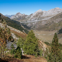 Fototapeta na wymiar A square image of Vallon du Soussoueou in the French Pyrenees taken from below Lac d'Artouste