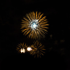 Fototapeta premium White fireworks isolated on black background