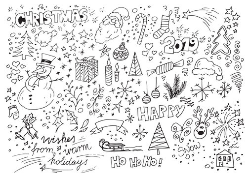Hand drawn Christmas doodles