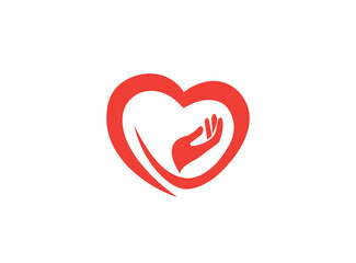 human mom heart care with hand und Herz logo design