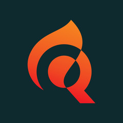 Letter Q Fire Set Logo