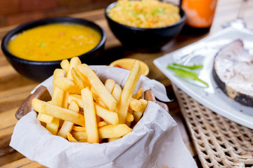 french fries with sauce