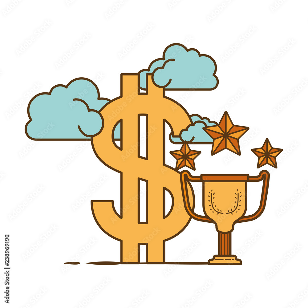 Poster symbol of dollar and trophy