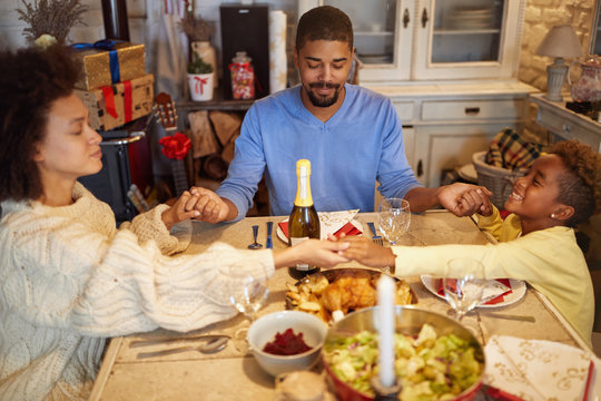 Christmas Prayer - Family Dinner At Home.