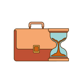 businessman suitcase with hourglass isolated icon