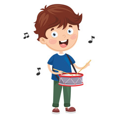 Fototapeta na wymiar Vector Illustration Of Kid Playing Drum