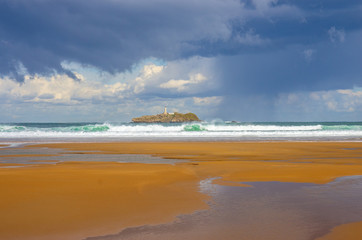 the beach of Somo, Cantabria in a stormy day