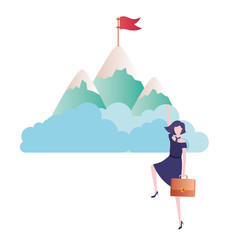 Fototapeta premium businesswoman with mountain