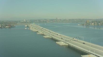 Aerial USA Highway Road in Seattle Washington