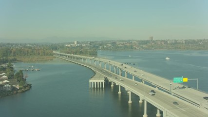 Aerial USA Highway Road in Seattle Washington