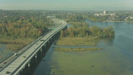 Aerial USA Highway Road in Seattle Washington