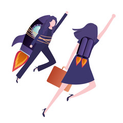 businesswomen with rocket avatar character