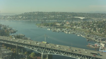 Seattle , Washington Aerial City View Shot on RED from Helicopter