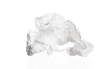 Screwed paper tissue isolated on white background