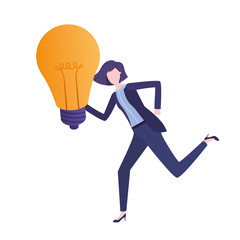 Businesswoman with lightbulb avatar character