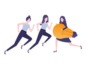 Businesswomen with lightbulb avatar character