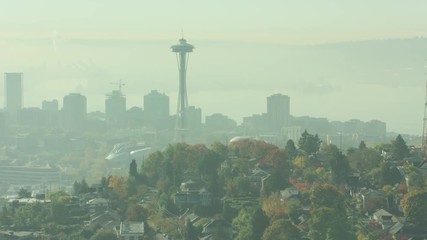 Seattle , Washington Aerial City View Shot on RED from Helicopter