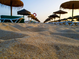 view from the sand at the beach