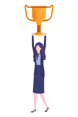 businesswoman with trophy avatar character