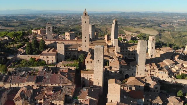 San Gimignano atop a hill in Tuscany