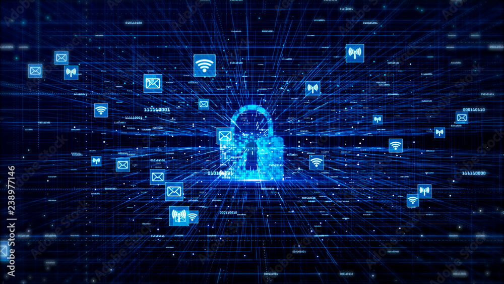 Poster digital network data and communication network concept abstract background