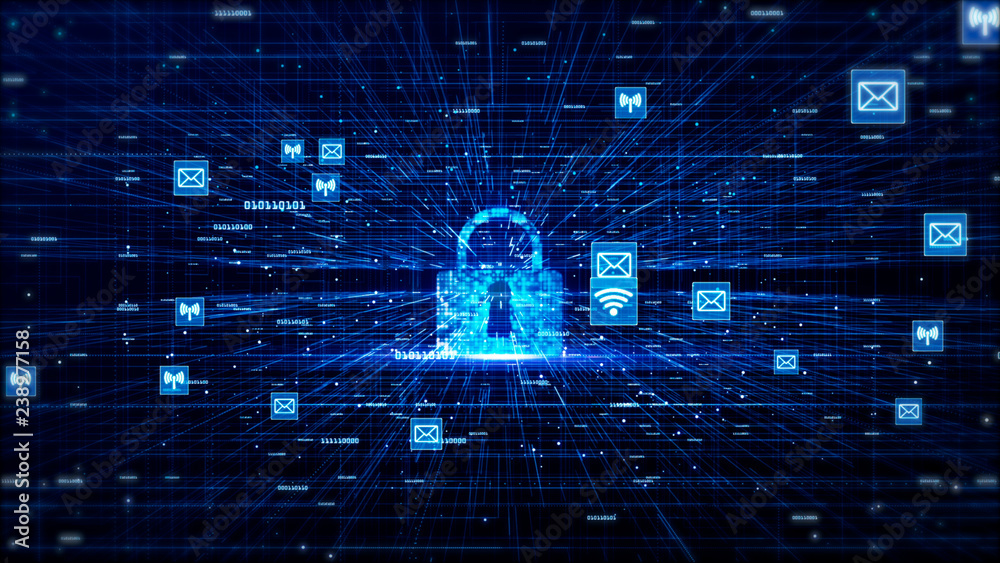 Poster digital network data and communication network concept abstract background