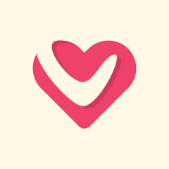 Letter V Love Set Logo