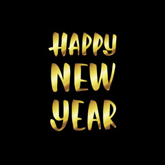 New Year Christmas lettering Calligraphy Brush. Text Holiday Sticker gold illustration
