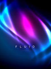 Neon glowing wave, magic energy and light motion background. Vector illustration