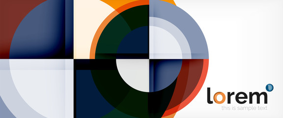 Modern geometric circles abstract background, colorful round shapes with shadow effects