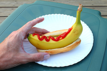 Banana Dog with Ketchup
