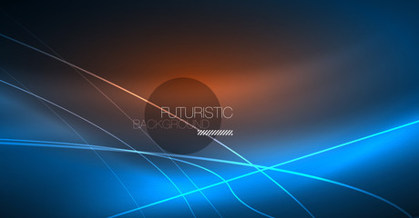 Neon glowing magic background, neon banner, night sky wallpaper. Magic light effect. Christmas abstract pattern.