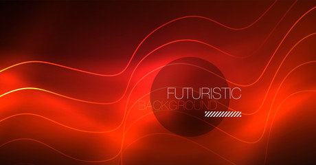 Neon lines wave background. Abstract composition