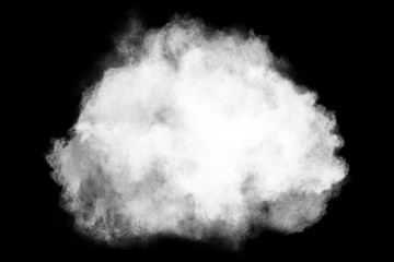 White powder explosion on black background. 