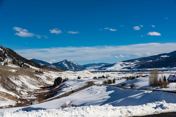 Fototapeta na wymiar Crested Butte Colorado Rocky Mountains Winter Snow Covered 