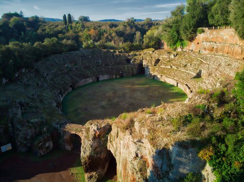 the ruins of a Roman Amphitheater in Sturi Tuscany
