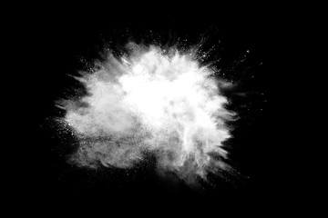 White powder explosion on black background. 