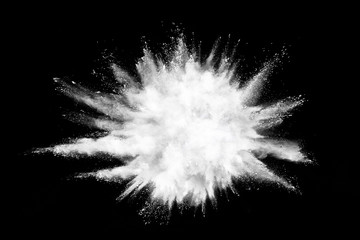 White powder explosion on black background.  - Powered by Adobe