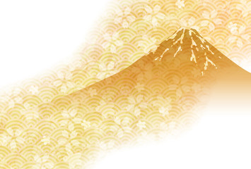 富士山　和紙　年賀状　背景