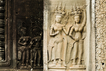 Detailed Carvings of Angkor Wat
