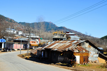 The rustice roofs in the Kashmir valley 