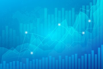Business candle stick graph chart of stock market investment trading on blue background.Bullish point, Trend of graph. Eps10 Vector illustration.