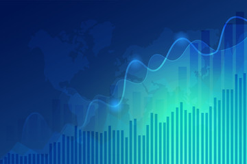 Business candle stick graph chart of stock market investment trading on blue background.Bullish point, Trend of graph. Eps10 Vector illustration.