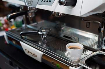 black coffee lover on coffee maker