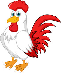 cute rooster cartoon posing