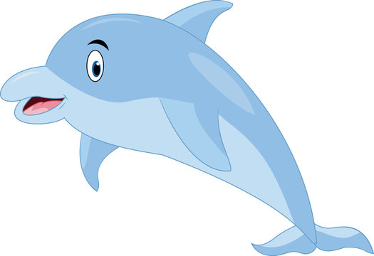 cartoon funny dolphin jumping